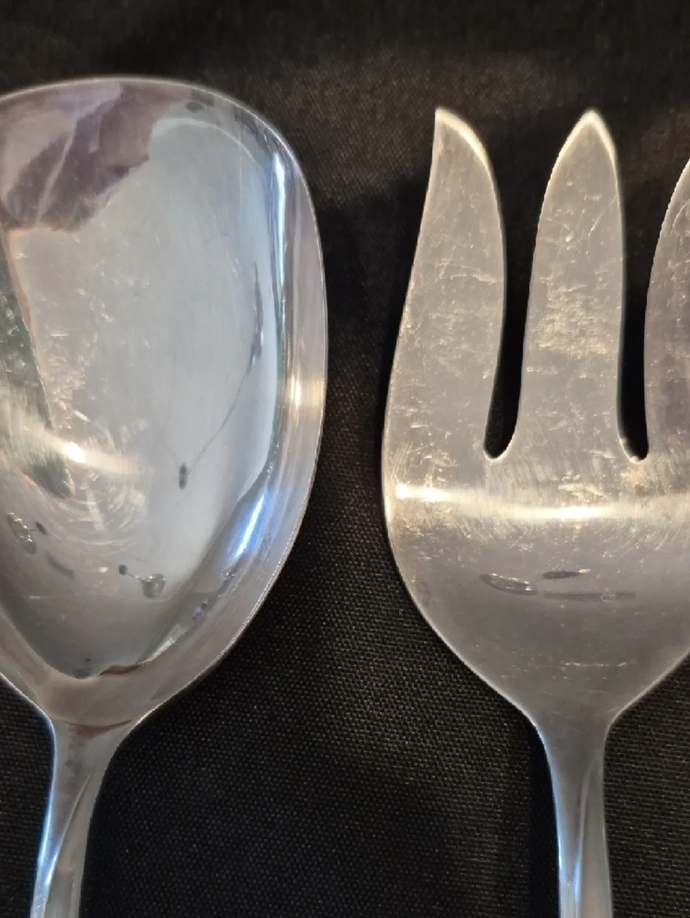 International Deep Silver Serving Spoon and Fork Anniversary Rose Pattern